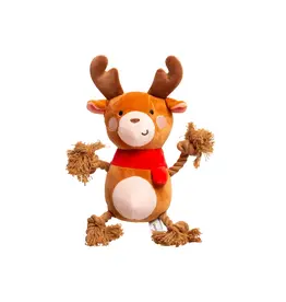 Pearhead Reindeer Plush Rope Christmas Dog Toy