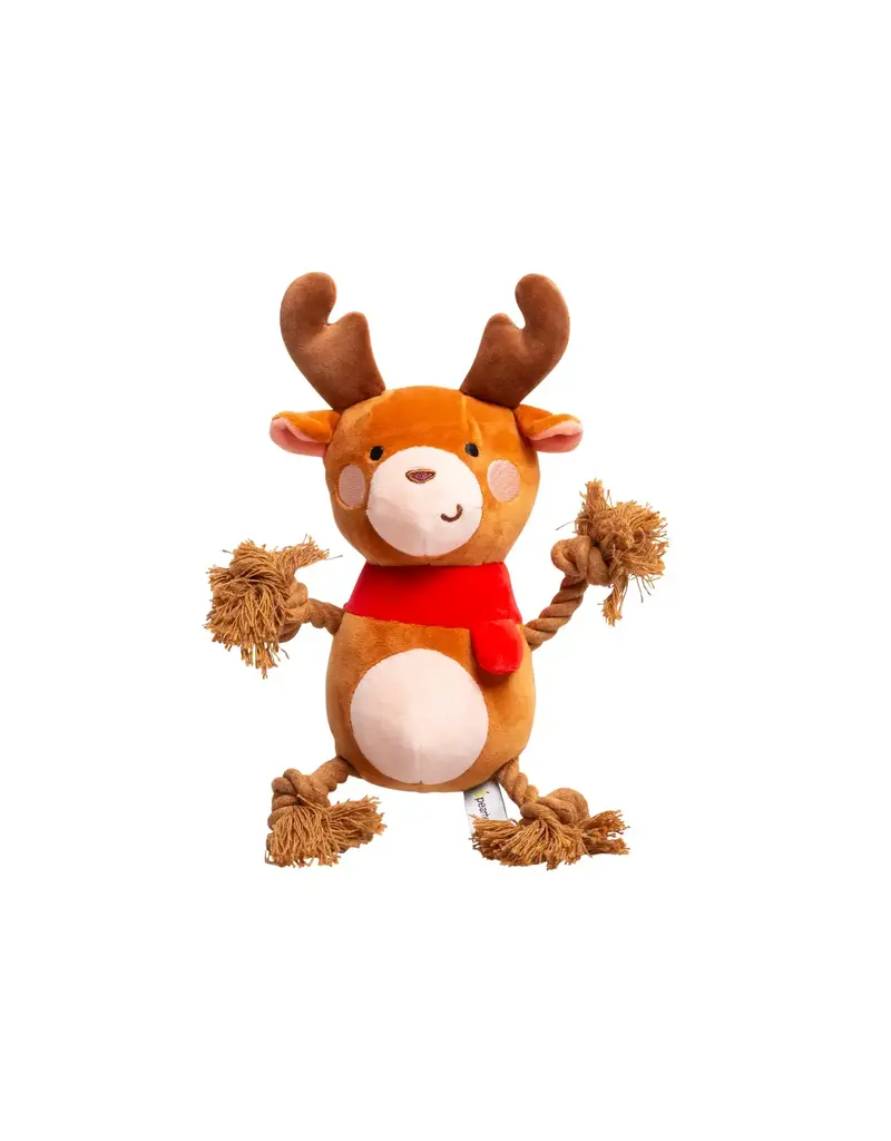 Pearhead Reindeer Plush Rope Christmas Dog Toy