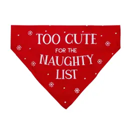 Pearhead "Too Cute for the Naughty List" Christmas Dog Bandana, S/M