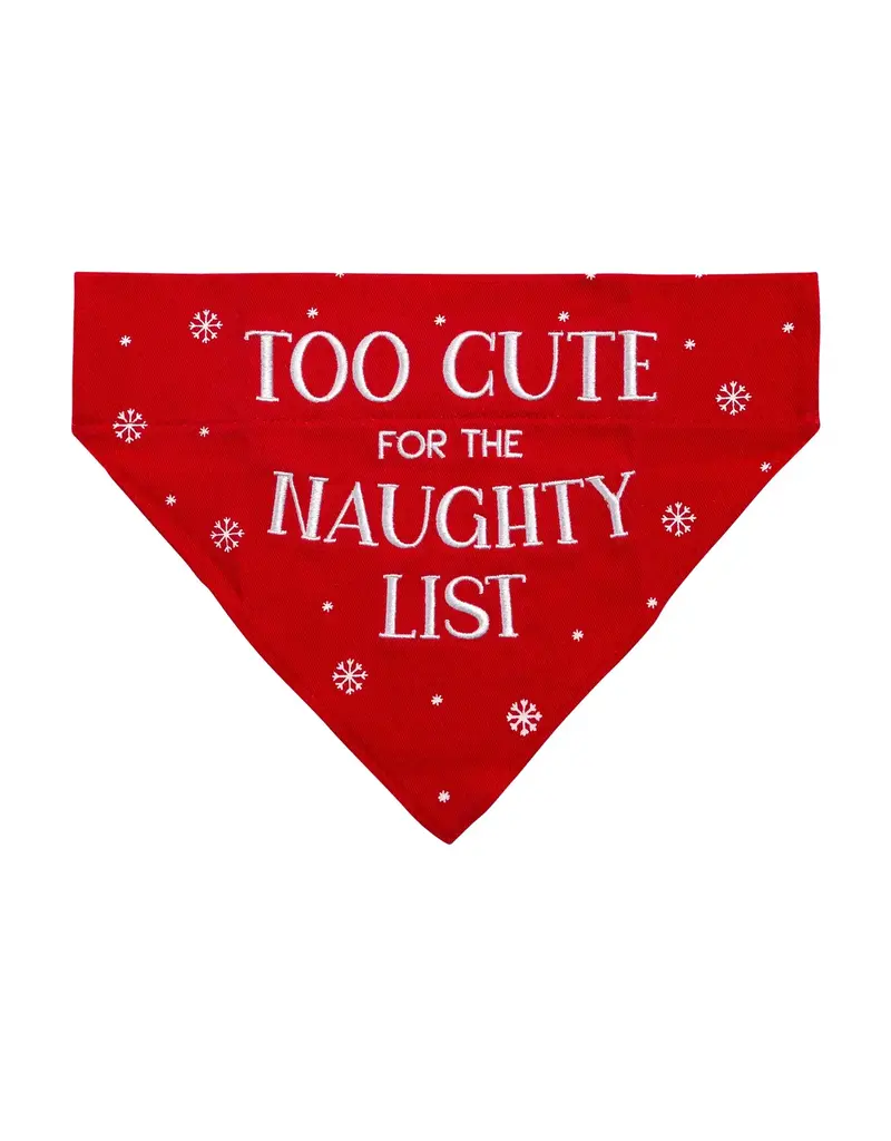 Pearlhead "Too Cute for the Naughty List" Christmas Dog Bandana, S/M