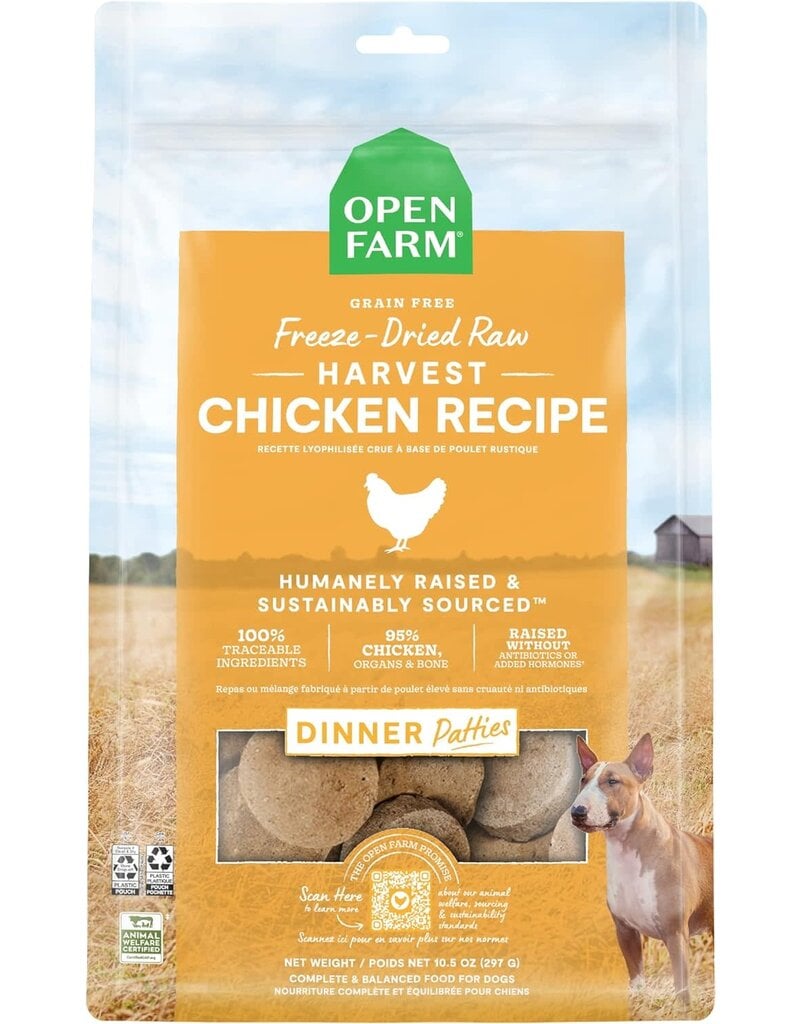 Open Farm Open Farm Harvest Chicken Freeze-Dried Raw Patties Dog Food  10.5 oz