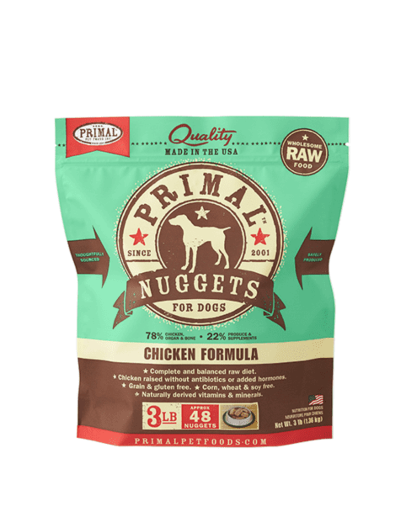 Primal Primal Chicken Formula Nuggets Grain-Free Raw Freeze-Dried Dog Food 3 LB