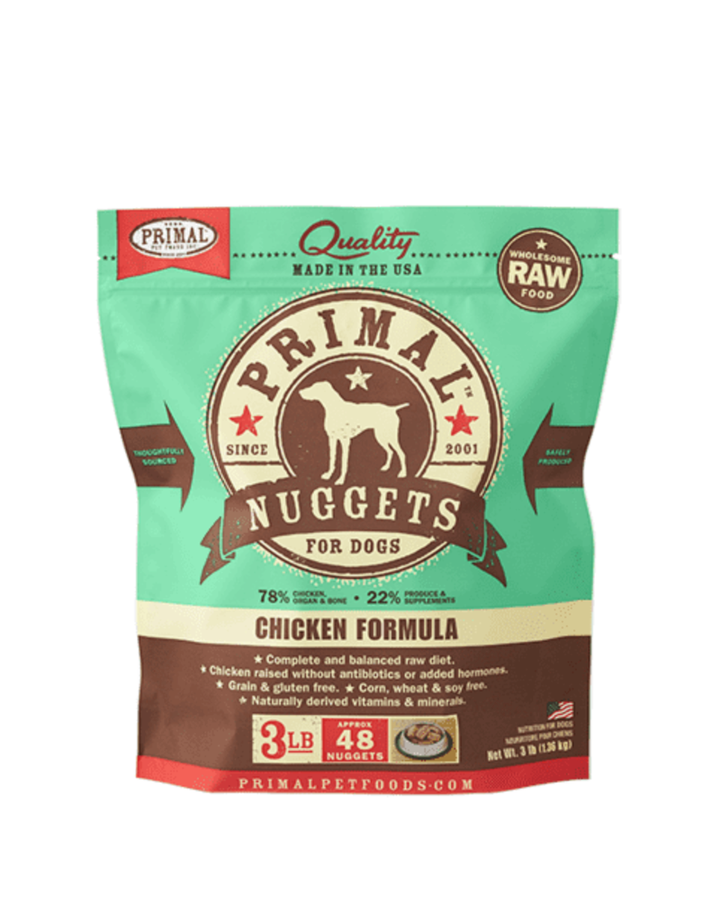 Primal Primal Frozen Raw Grain-Free Chicken Formula Nuggets Dog Food 3 LB