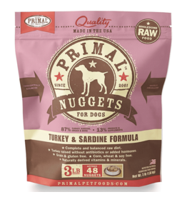 Primal Primal Turkey & Sardine Formula Nuggets Grain-Free Raw Frozen Dog Food 3 LB