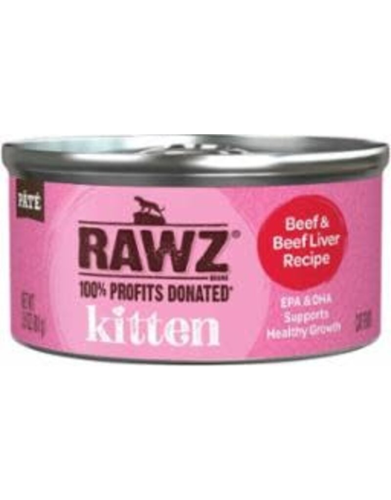 Rawz Rawz Beef & Beef Liver Pate Canned Kitten Food 2.8oz