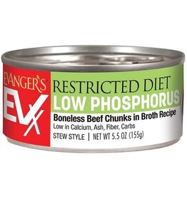 Evanger's Evangers EVX Cat 5.5oz/24 Low Phosphorus Beef Chunks In Broth