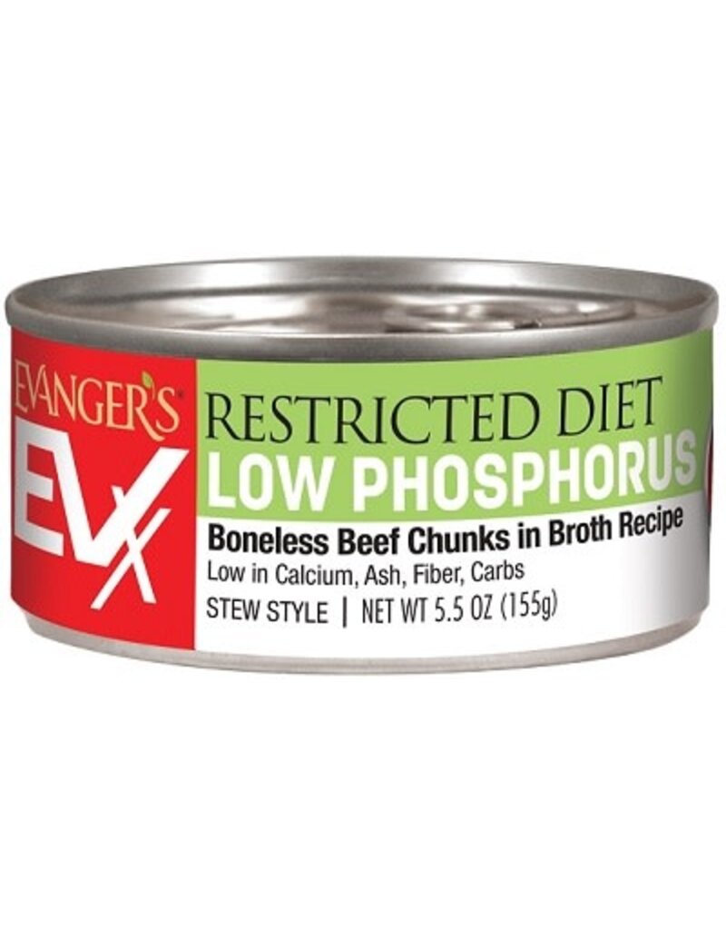 Evanger's Evangers EVX Cat 5.5oz/24 Low Phosphorus Beef Chunks In Broth