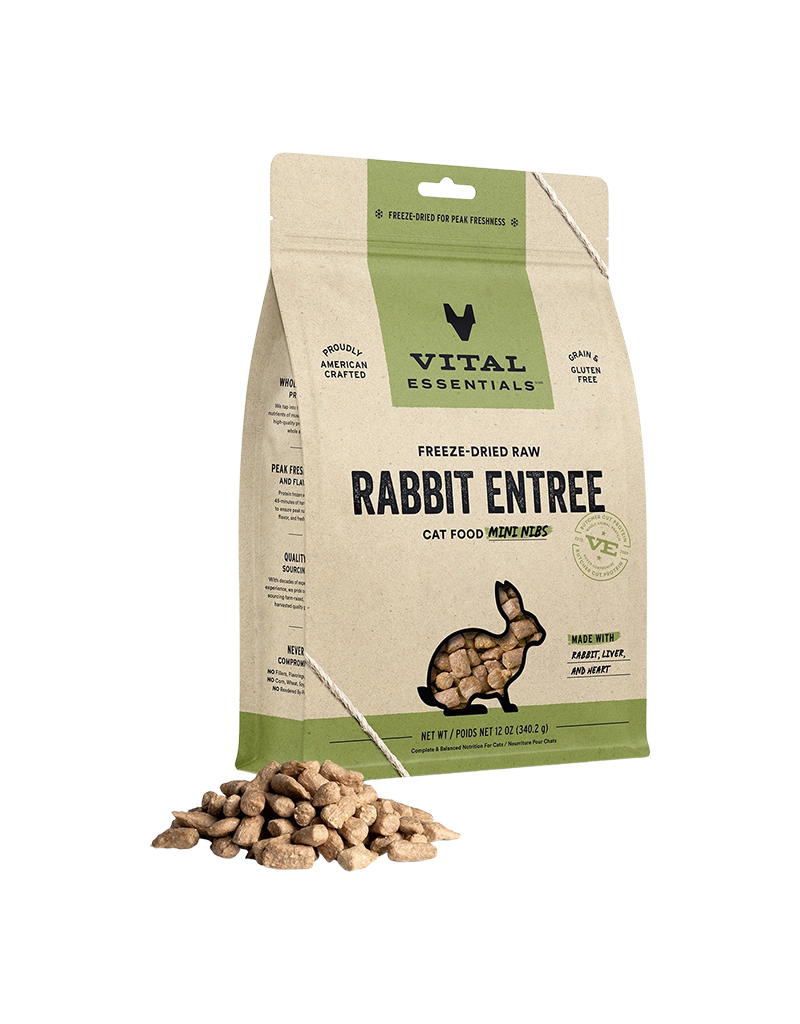 Vital Essentials Vital Essentials Freeze-Dried  Mini Rabbit Nibs Cat Food 12oz