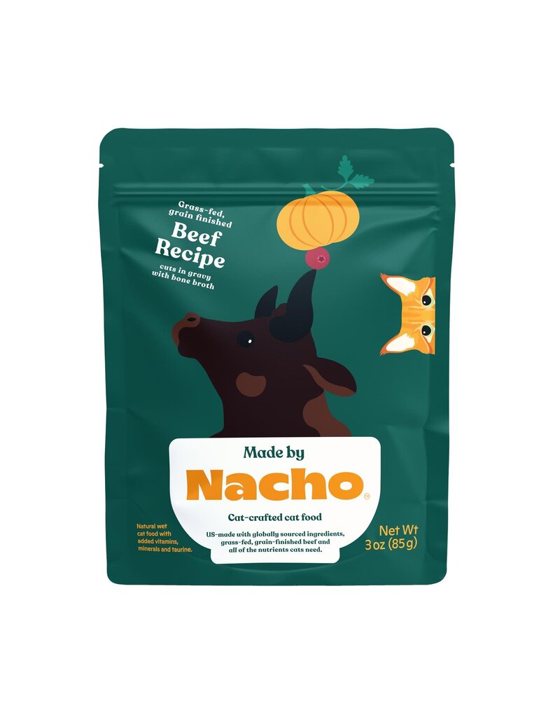 Nacho Made By Nacho Beef Cut in Gravy With Bone Broth Pouch Cat 24 / 3 oz