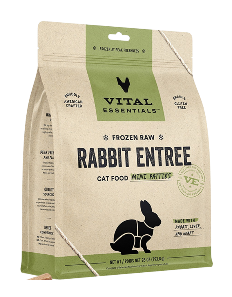 Vital Essentials Vital Essentials Rabbit Entrée Mini Patties Frozen Raw Cat Food 28OZ
