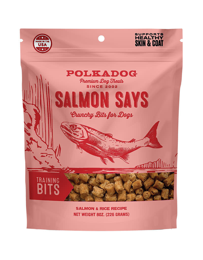 Polkadog Salmon Says Training Bits Crunchy Dehydrated Dog & Cat Treats