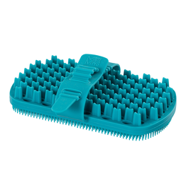 Messy Mutts Messy Mutts Silicone Dual Sided Grooming Brush with Hand Strap for Dogs, Blue