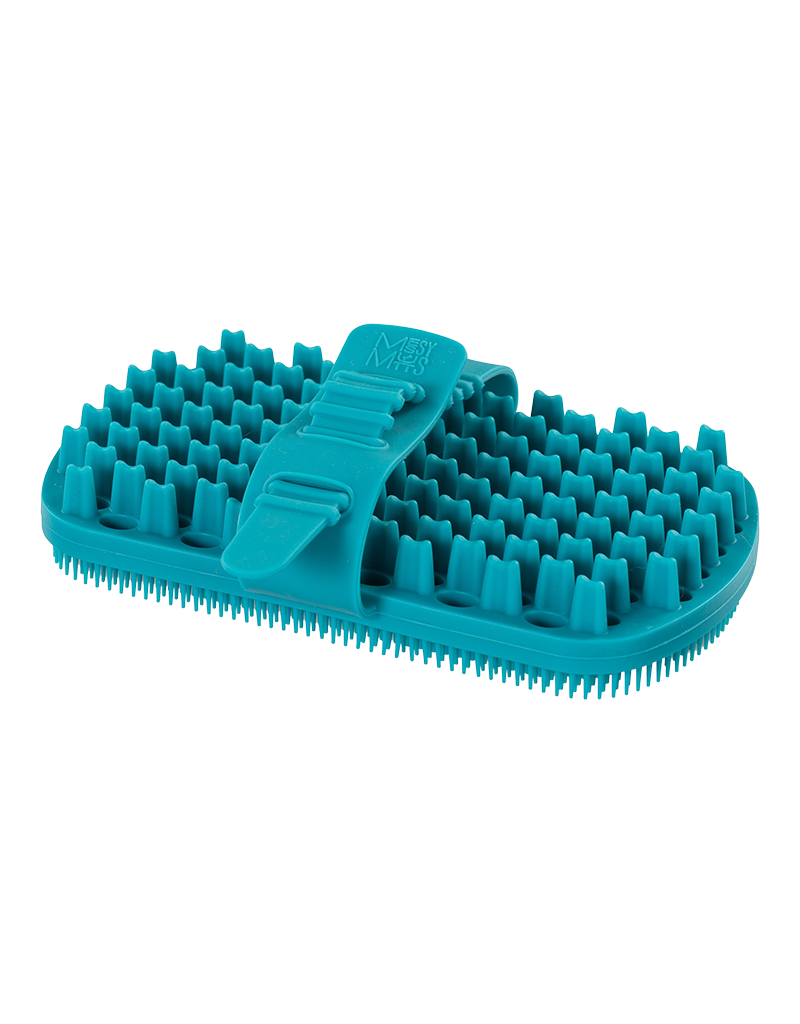 Messy Mutts Messy Mutts Silicone Dual Sided Grooming Brush with Hand Strap for Dogs, Blue