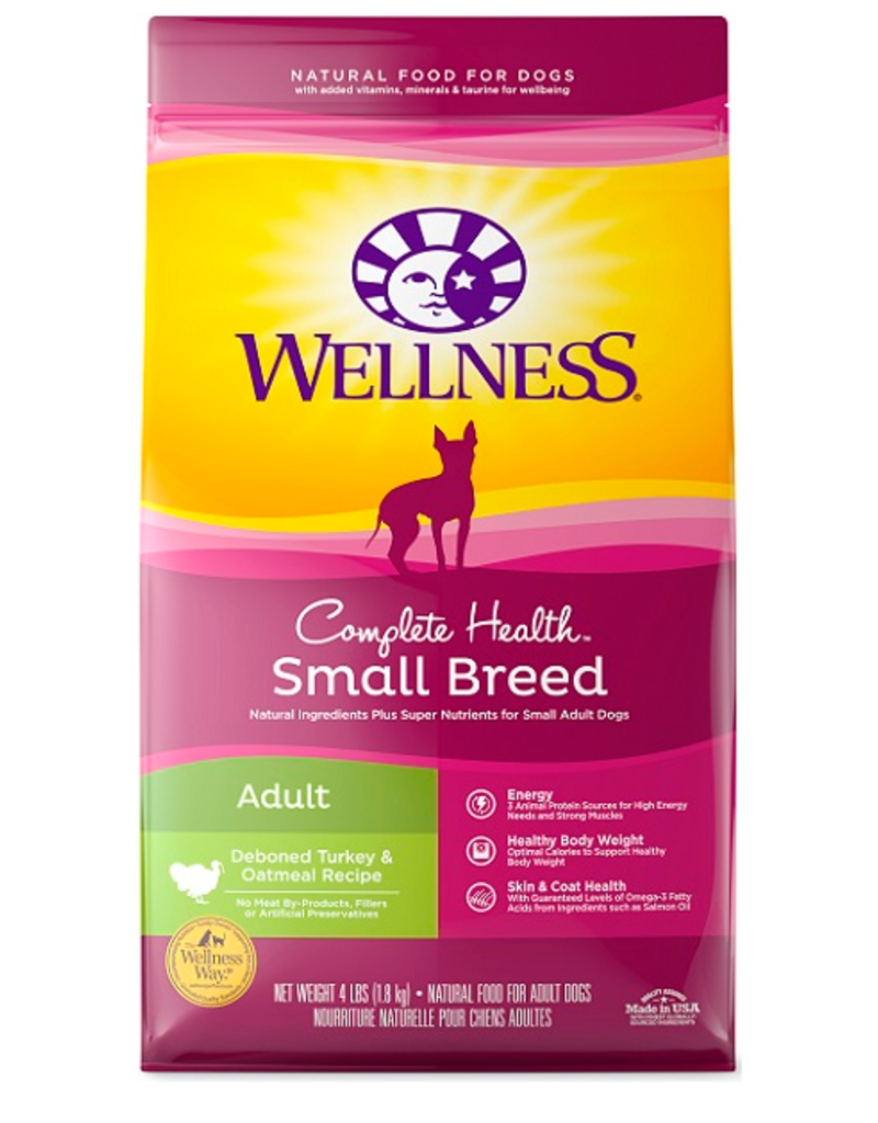 Wellness Wellness Small Breed Complete Health Adult Turkey & Oatmeal Recipe Dry Dog Food- 4 LB.
