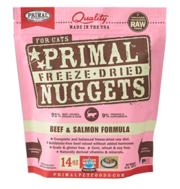 Primal Primal Beef & Salmon Formula Nuggets Grain-Free Raw Freeze-Dried Cat Food 14 OZ