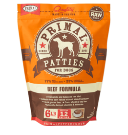 Primal Primal Raw Frozen Patties for Dogs Beef 6 lb Dog food