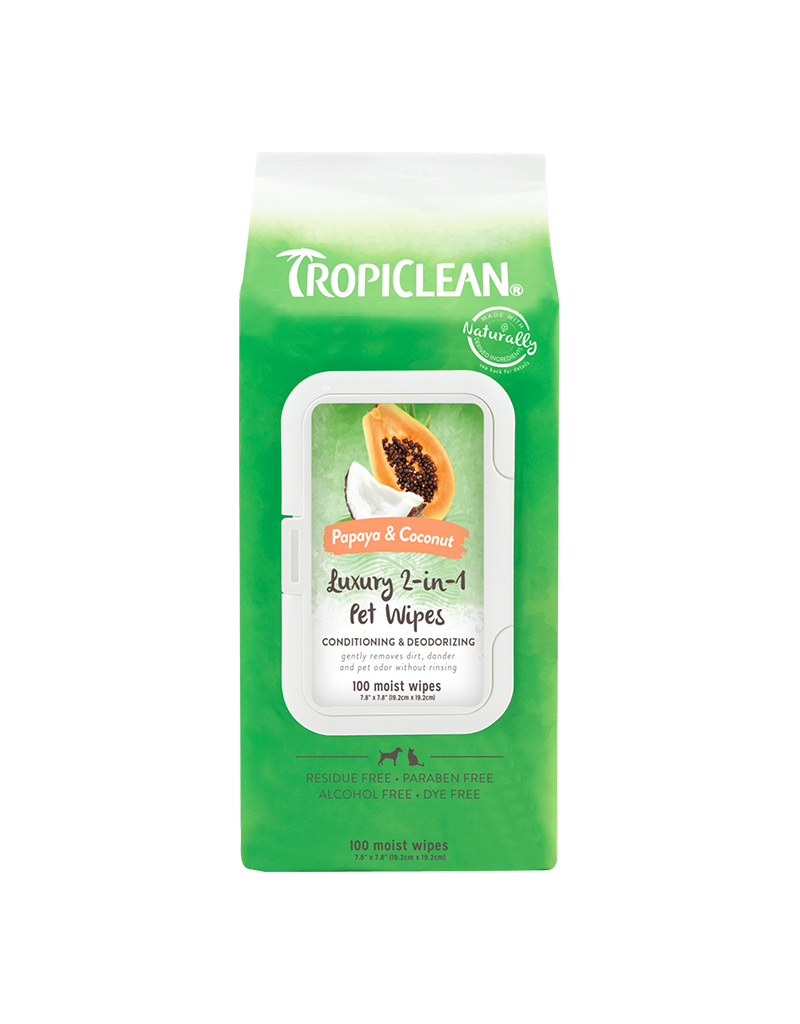TropiClean TropiClean Papaya & Coconut Luxury 2-in-1 Pet Wipes