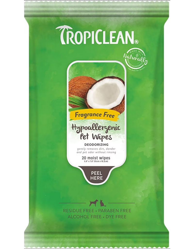 Tropiclean Hypoallergenic Deodorizing Pet Wipes 20ct