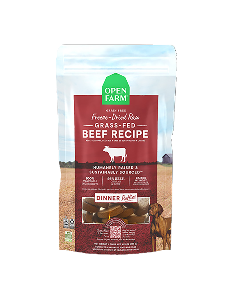 Open Farm Open Farm Grass-Fed Beef Freeze-Dried Raw Patties Dog Food  10.5 oz