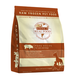 Steve's Real Food Frozen Raw Pork Nuggets For Dogs & Cats 5LB