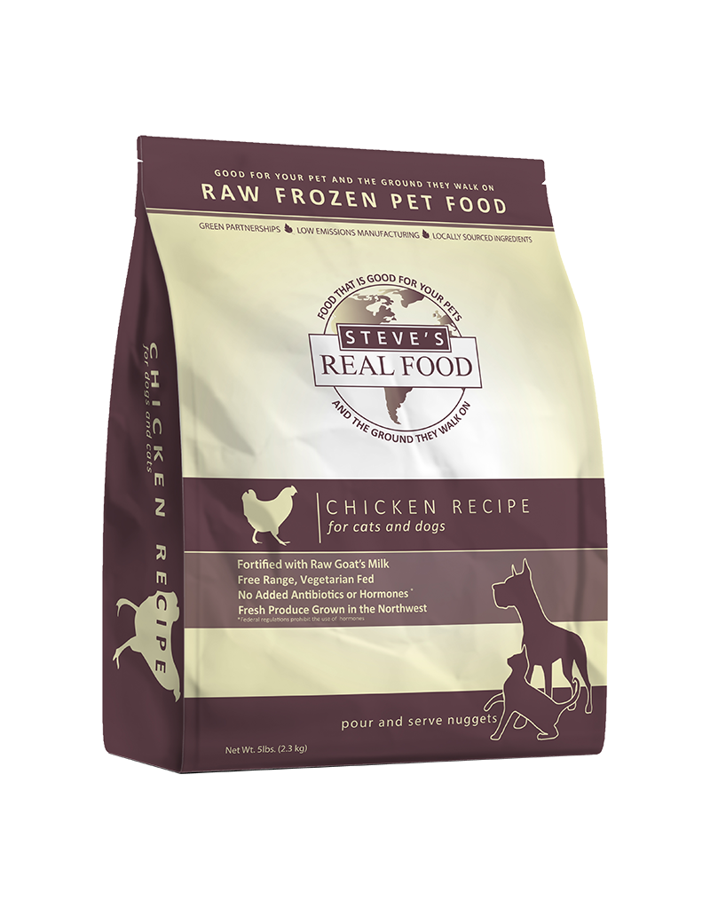 Steve's Real Food Frozen Raw Chicken Nuggets For Dogs & Cats 5LB