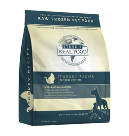 Steve's Real Food Frozen Raw Turkey Nuggets For Dogs & Cats 5LB