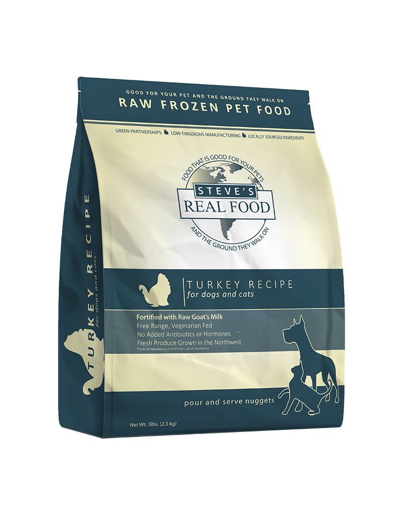 Steve's Real Food Frozen Raw Turkey Nuggets For Dogs & Cats 5LB