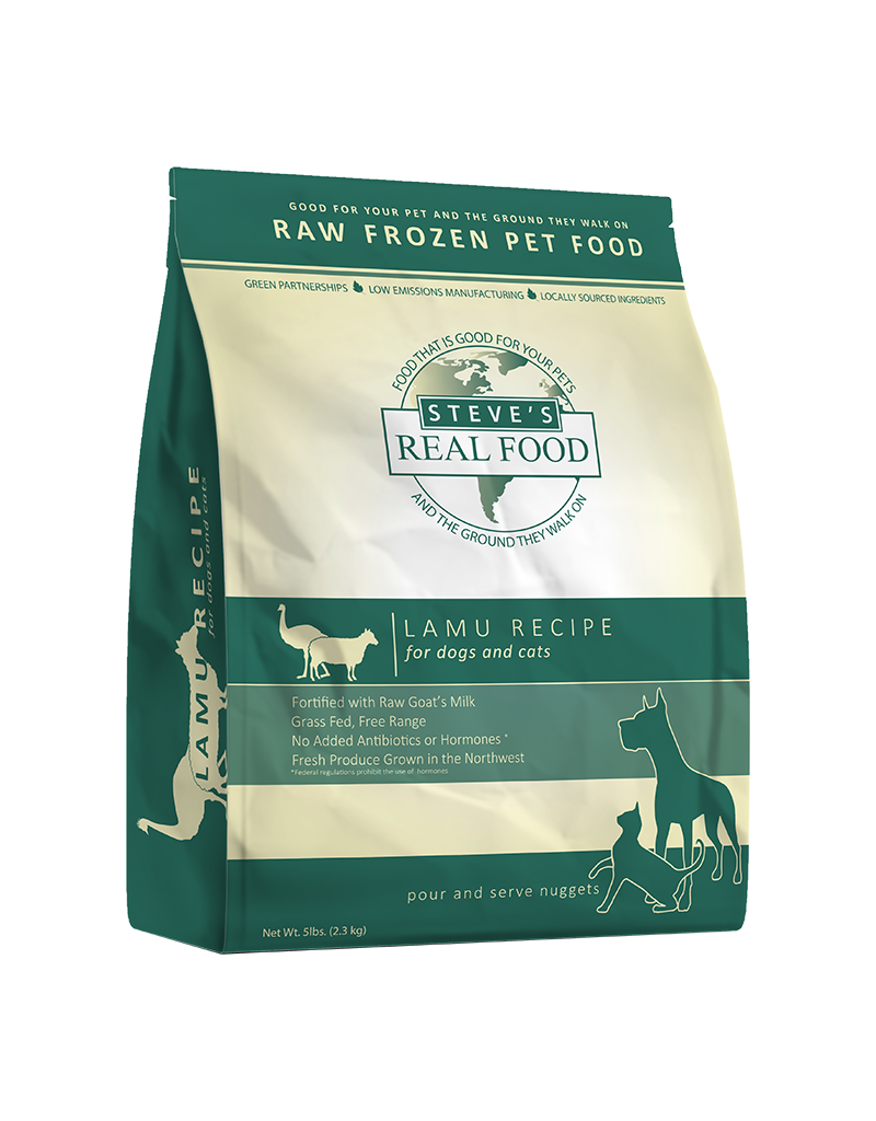 Steve's Real Food Frozen Raw Lamu Nuggets For Dogs & Cats 5LB