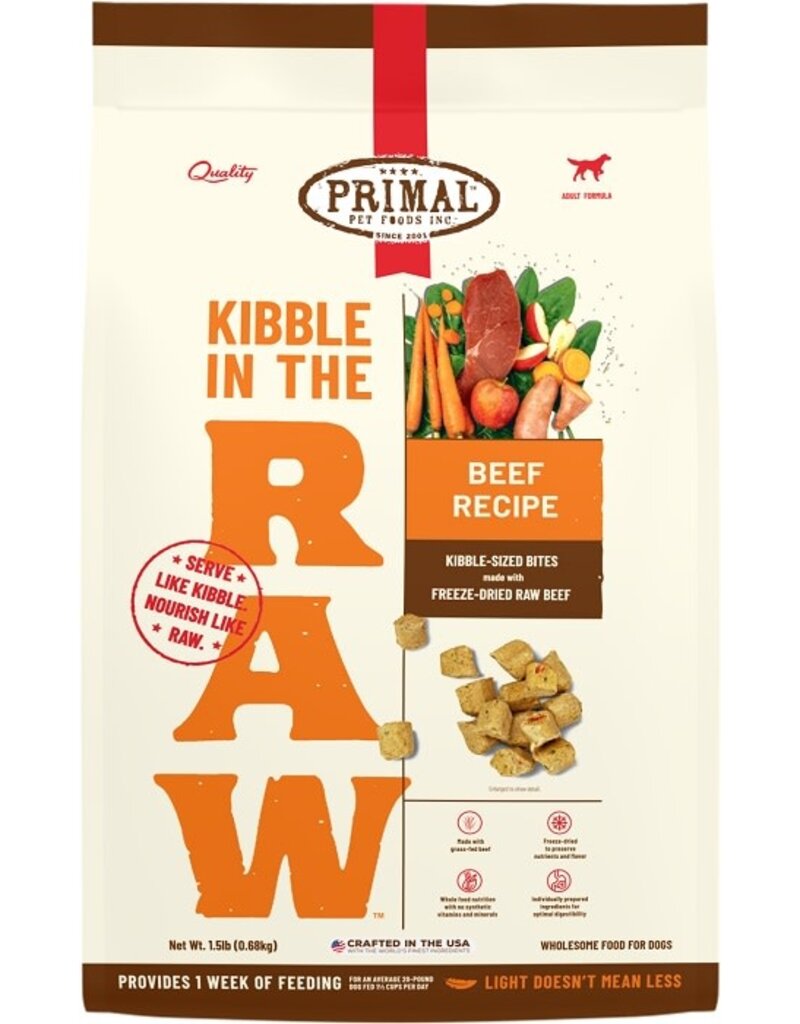 Primal Primal Kibble In The Raw Beef Recipe Dog Food 1.5LB