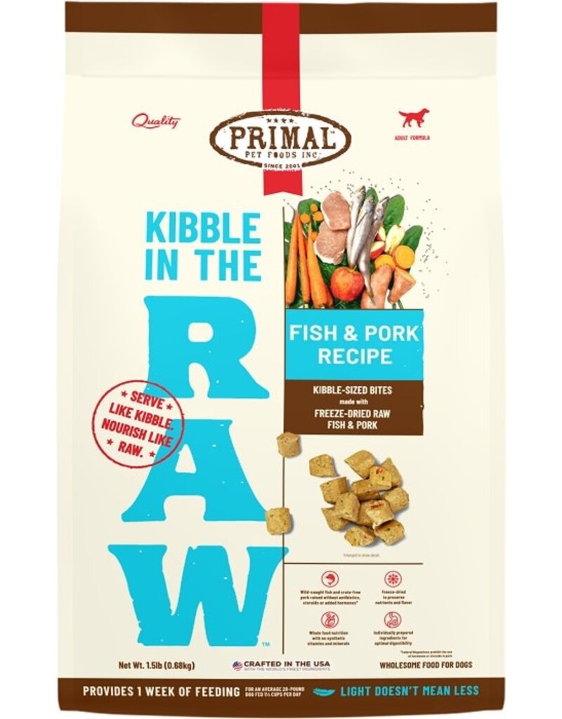 Primal Primal Kibble In The Raw Fish & Pork Recipe Dog Food 1.5LB