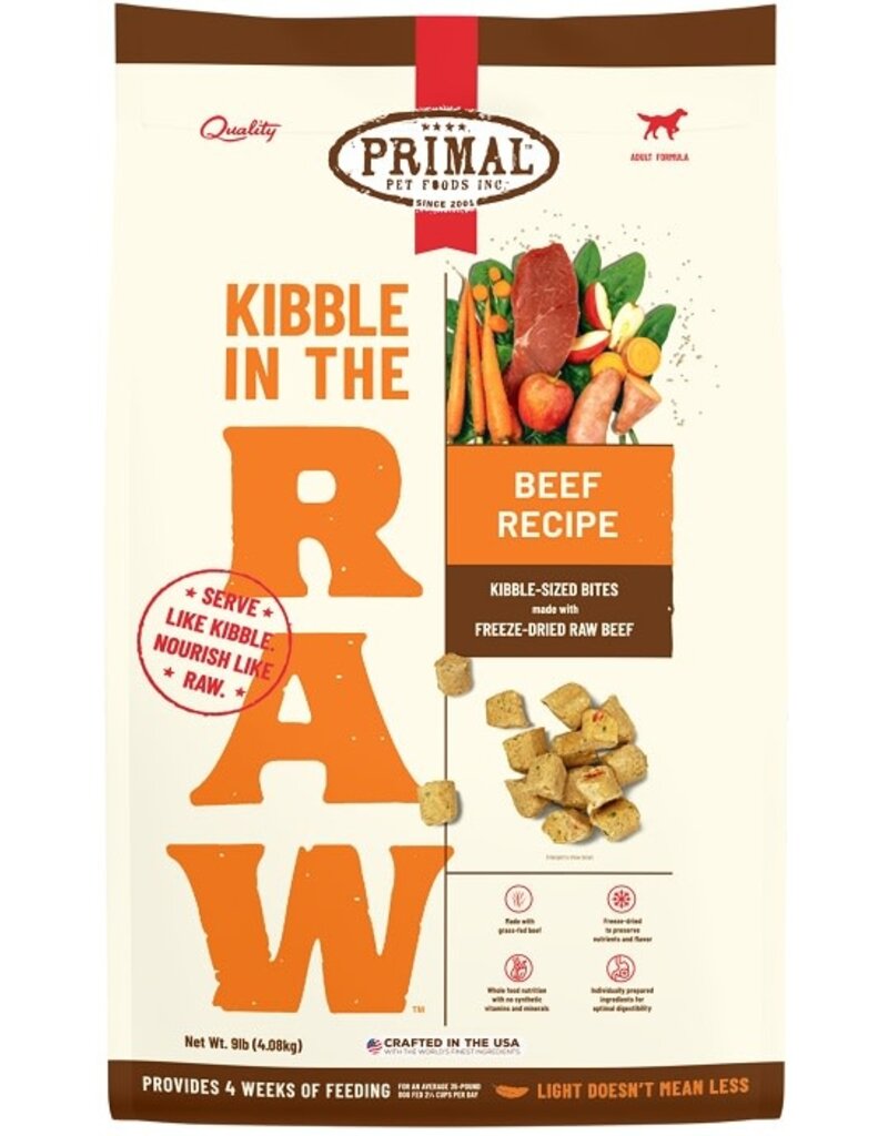 Primal Primal Kibble In The Raw Beef Recipe Dog Food 9LB