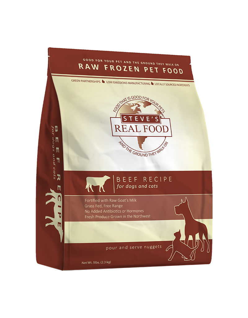 Steve's Real Food Frozen Raw Beef Nuggets For Dogs & Cats 5LB