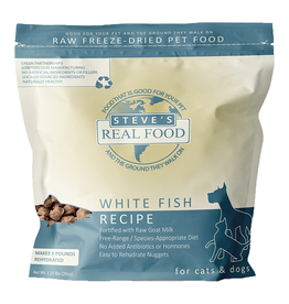 Steve's Real Food Freeze-Dried Raw Whitefish Nuggets For Dogs & Cats 1.25LB