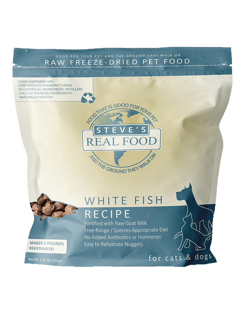 Steve's Real Food Freeze-Dried Raw Whitefish Nuggets For Dogs & Cats 1.25LB