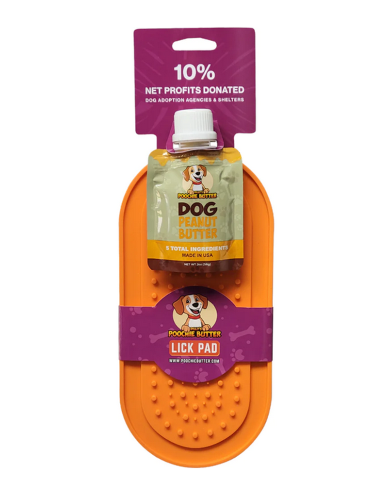 Poochie Butter 2oz Dog Peanut Butter Squeeze Pack with Lick Mat