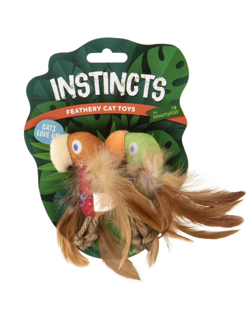 Instincts Love Mates Feathery Plush HappyNip Catnip Bird Cat Toy 2 pack