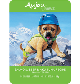 Rawz Aujou Salmon, Beef & Aku Tuna Recipe Wet Dog Food 2.46 oz