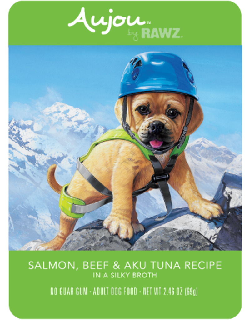 Rawz Aujou Salmon, Beef & Aku Tuna Recipe Wet Dog Food 2.46 oz