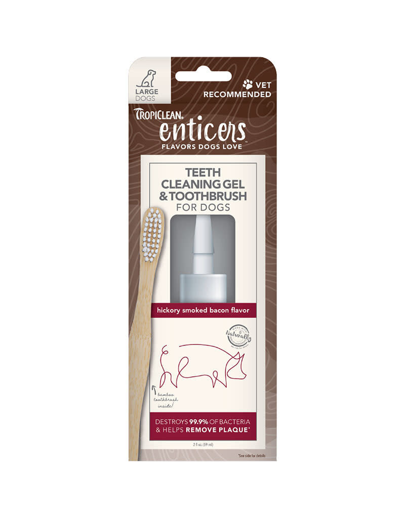 Tropiclean Enticers Gel & Toothbrush Hickory Smoked Bacon Flavor For Large Dogs 2oz
