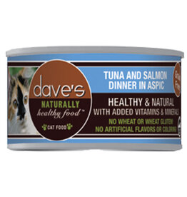 DAVE'S PET FOOD CAT NATURALLY HELATHY TUNA SALMON IN ASPIC 3OZ