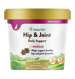 Naturvet Cat Hip & Joint Plus Omegas Chew 60ct Cup