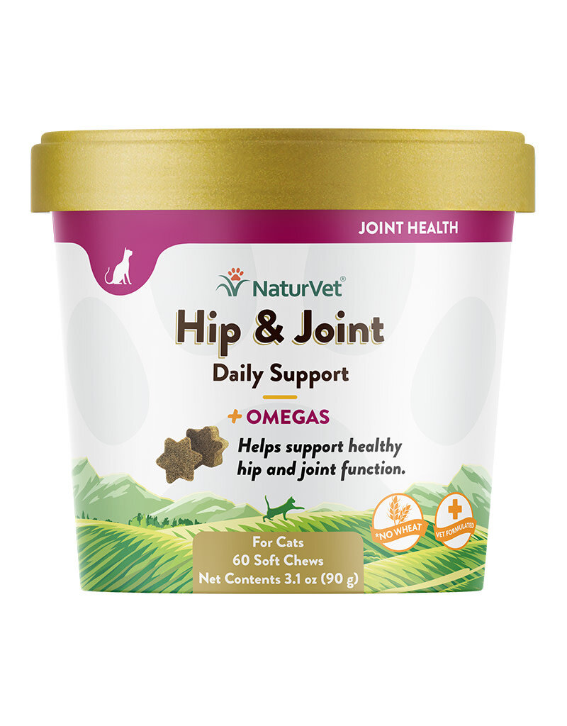 Naturvet Cat Hip & Joint Plus Omegas Chew 60ct Cup