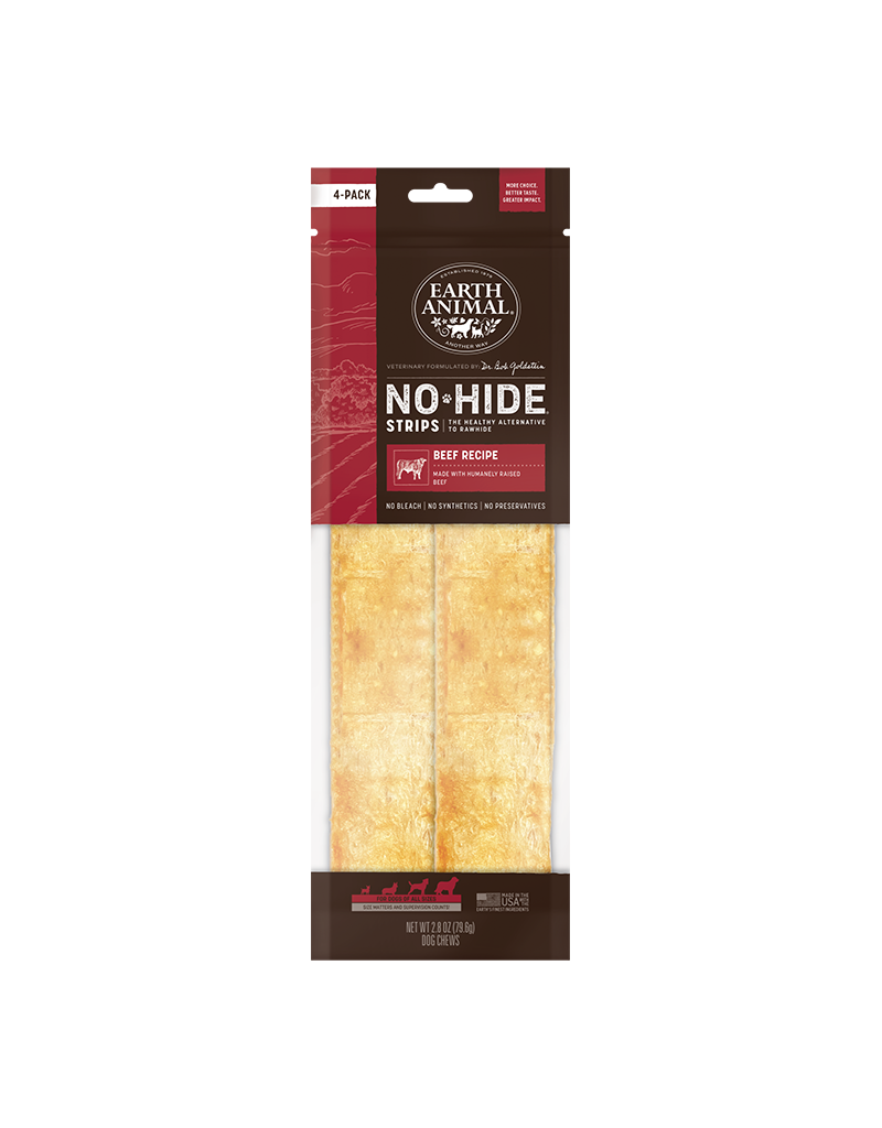 Earth Animal Earth Animal No-Hide Beef Strips For Dogs 4 Pack