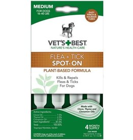 Vet's Best Flea & Tick Drops Medium 4 ct