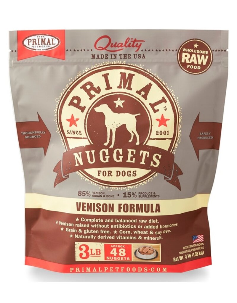 Primal Primal Frozen Raw Venison Formula Nuggets Dog Food 3LB