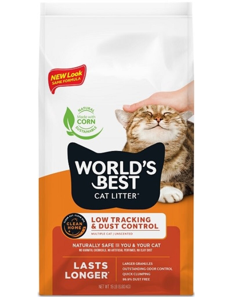 Worlds Best Cat Litter World's Best Orange Low Tracking & Low Dust Multi-Cat Unscented Cat Litter 15LB