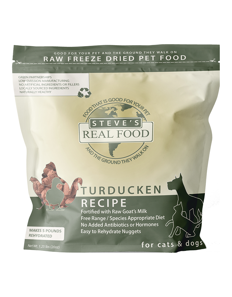 Steve's Real Food Freeze Dried Raw Turducken Nuggets For Dogs & Cats 1.25LB