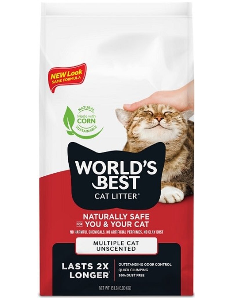 Worlds Best Cat Litter World's Best Red Unscented Multi-Cat Clumping Litter 15LB
