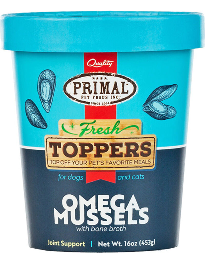 Primal Primal Frozen Fresh Toppers Omega Mussels Whole Food Supplement for Dogs & Cats 16oz