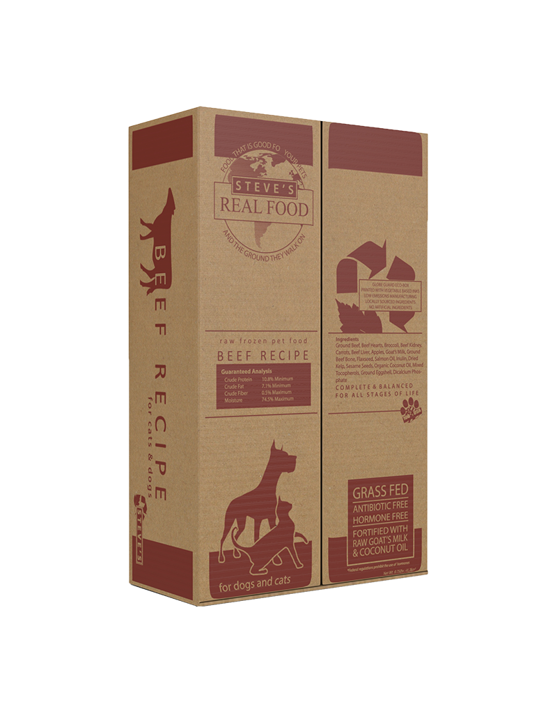 Steve's Real Food Frozen Raw Beef Nuggets For Dogs & Cats 9.5LB Box